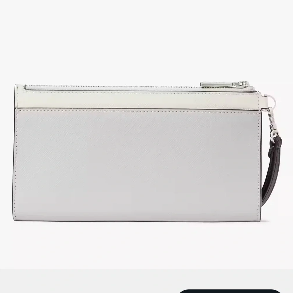 Kate Spade Madison Double Zip Wristlet Wallet Phone Case Platinum Grey Mult NWT